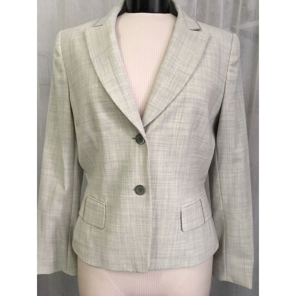 Tahari Women's Blazer Gray Plaid Fully Lined Women's 2 Button Size 10
